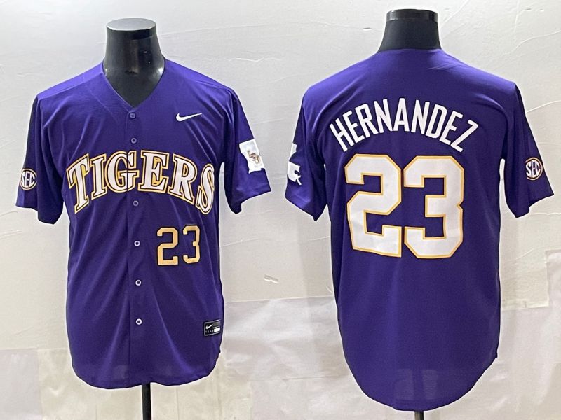 Men 2025 LSU Tigers #23 Hernandez Purple Joint Name Nike NCAA Jersey style 5->ncaa teams->NCAA Jersey